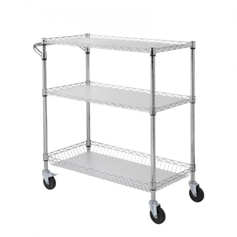 Metal Rolling Cart With Tiers High LBS Capacity Steel Service Cart On Wheels Adjustable Shelves Wit 5