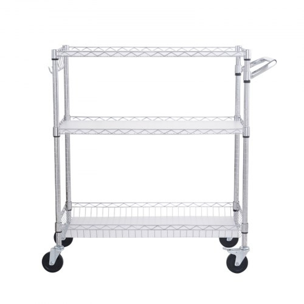 Metal Rolling Cart With Tiers High LBS Capacity Steel Service Cart On Wheels Adjustable Shelves Wit 6