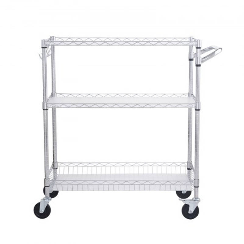 Metal Rolling Cart With Tiers High LBS Capacity Steel Service Cart On Wheels Adjustable Shelves Wit 6