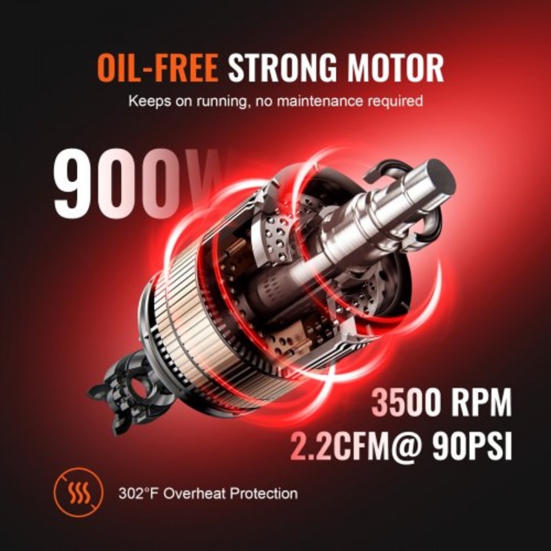 Oil Free Compressor Tank Air Compressor Max PSI For Woodwork Nailing Auto Repair 1