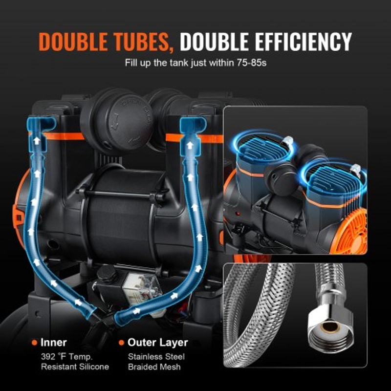 Air Compressor Oil Free Compressor Tank PSI Air Compressors For Auto Repair Tire Inflation Spray Pa 2