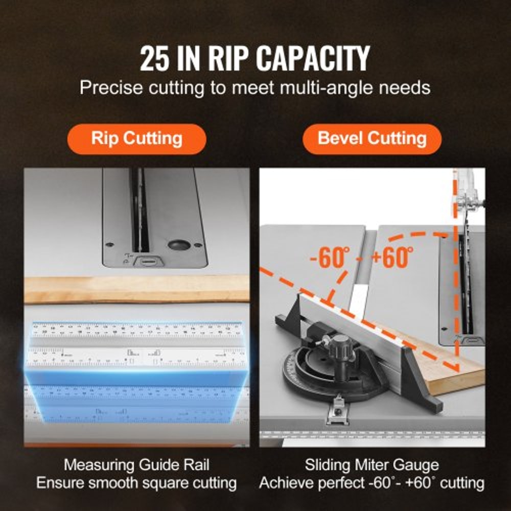 Portable Compact Tablesaw With Sliding Miter Gauge Max Rip Capacity Table Saw For Jobsite High Cutt 4