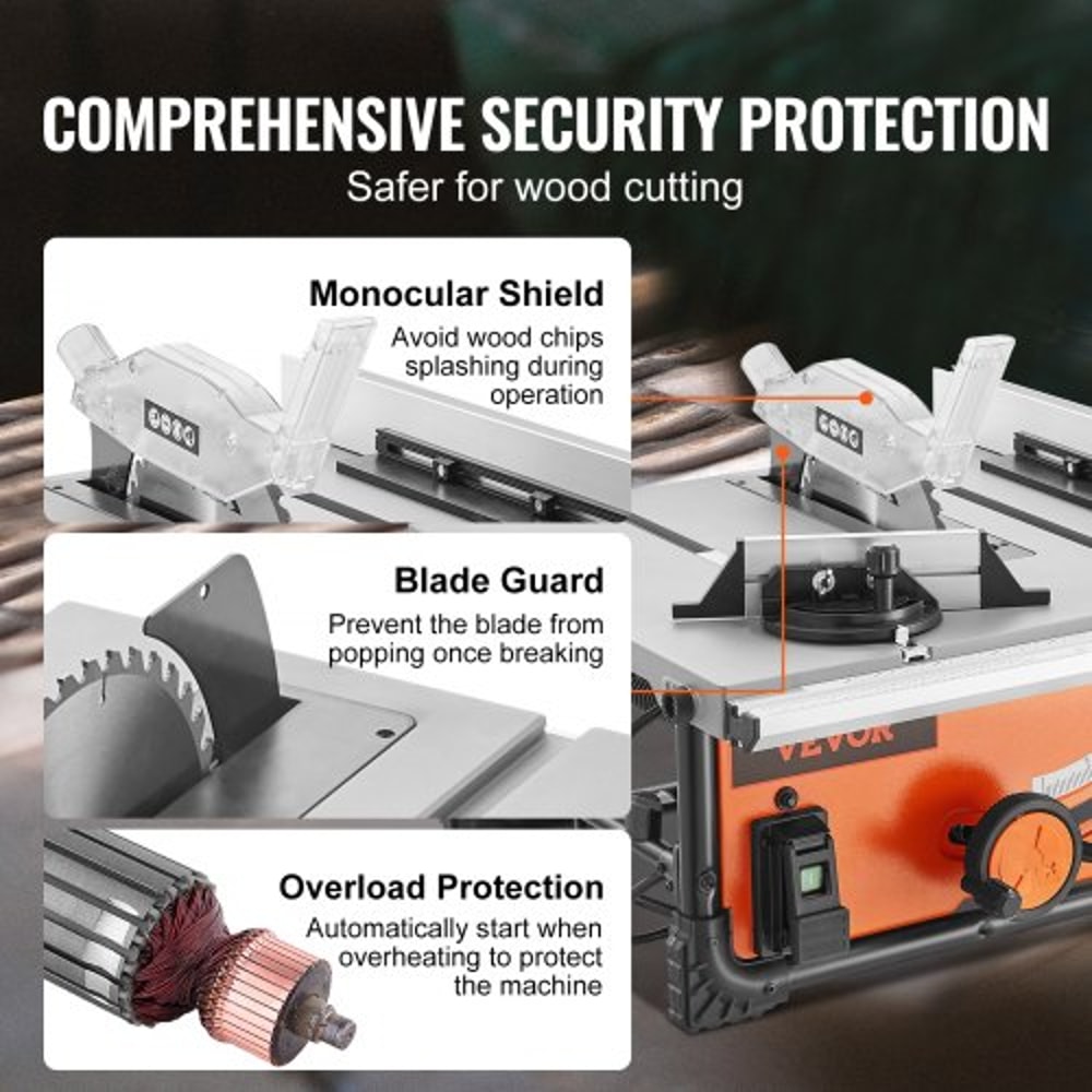 Portable Compact Tablesaw With Sliding Miter Gauge Max Rip Capacity Table Saw For Jobsite High Cutt 2