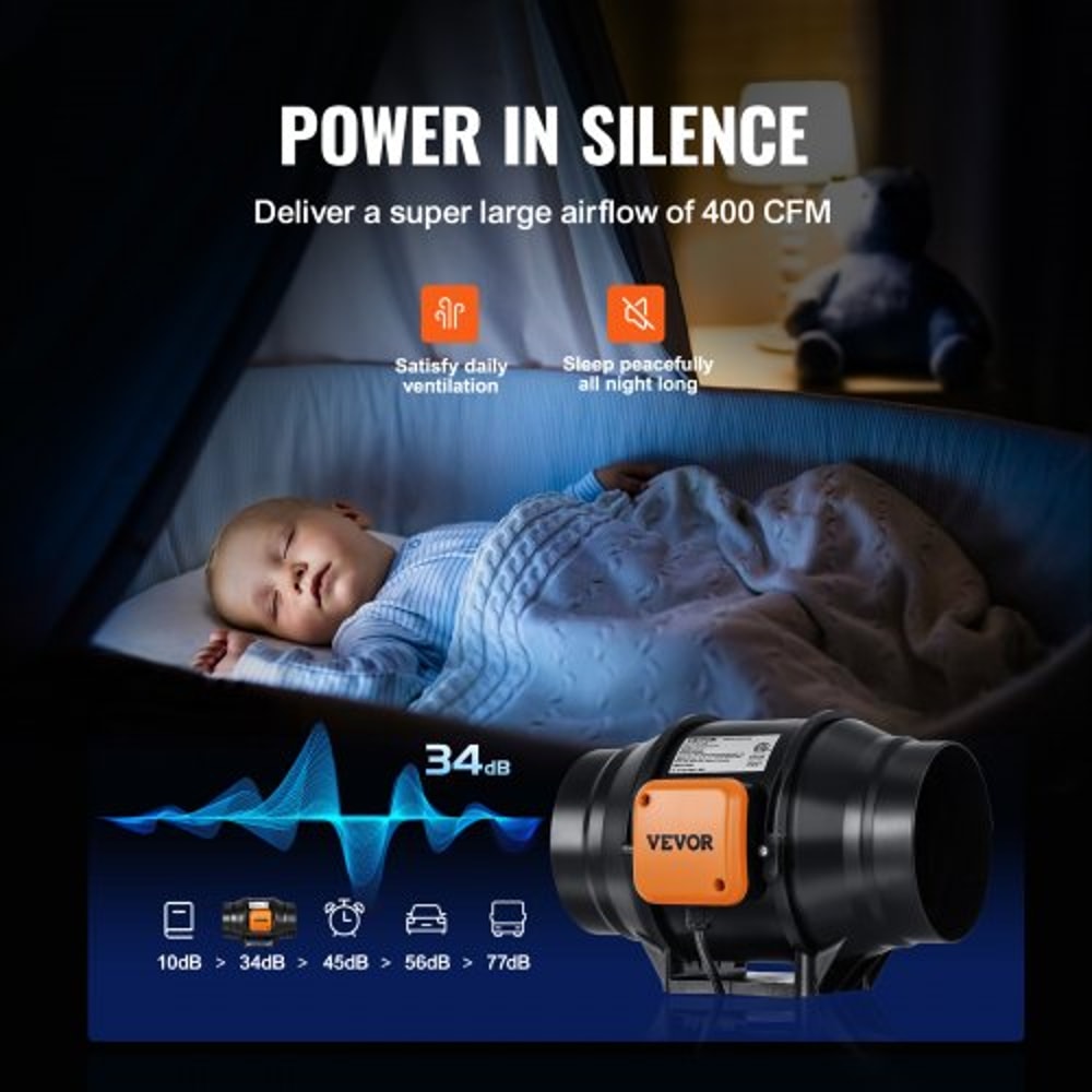 Inline Duct Fan Variable Speed Controller Quiet AC Motor Exhaust Fan For Cooling Booster Grow Tents 3