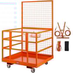 high load capacity forklift work platform, forklift safety cage with safety harness lock dual nonslip drain hole wheels