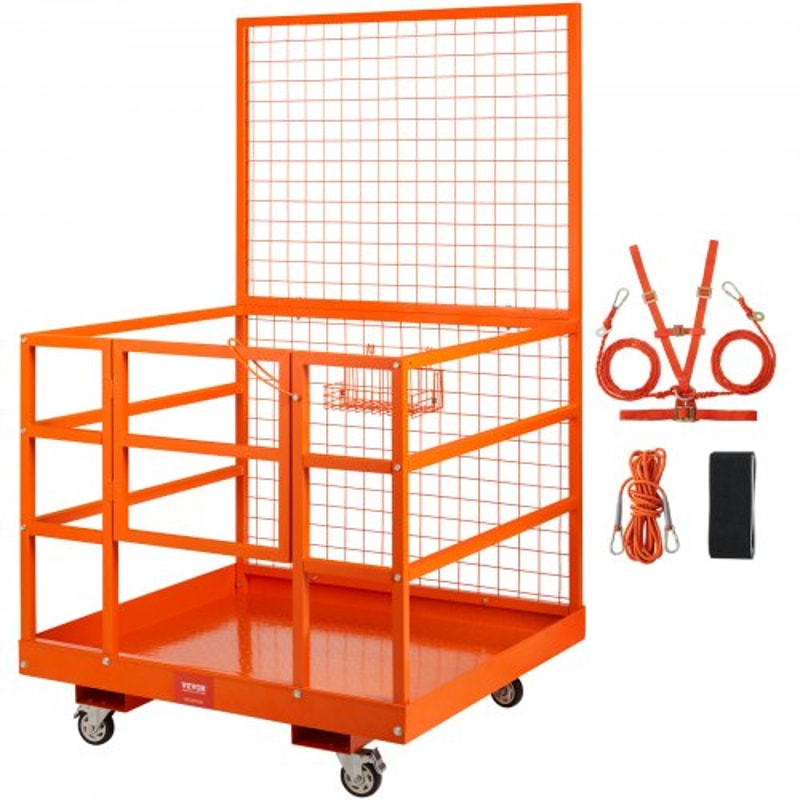 High Load Capacity Forklift Work Platform Forklift Safety Cage With Safety Harness Lock Dual Nonsli 0