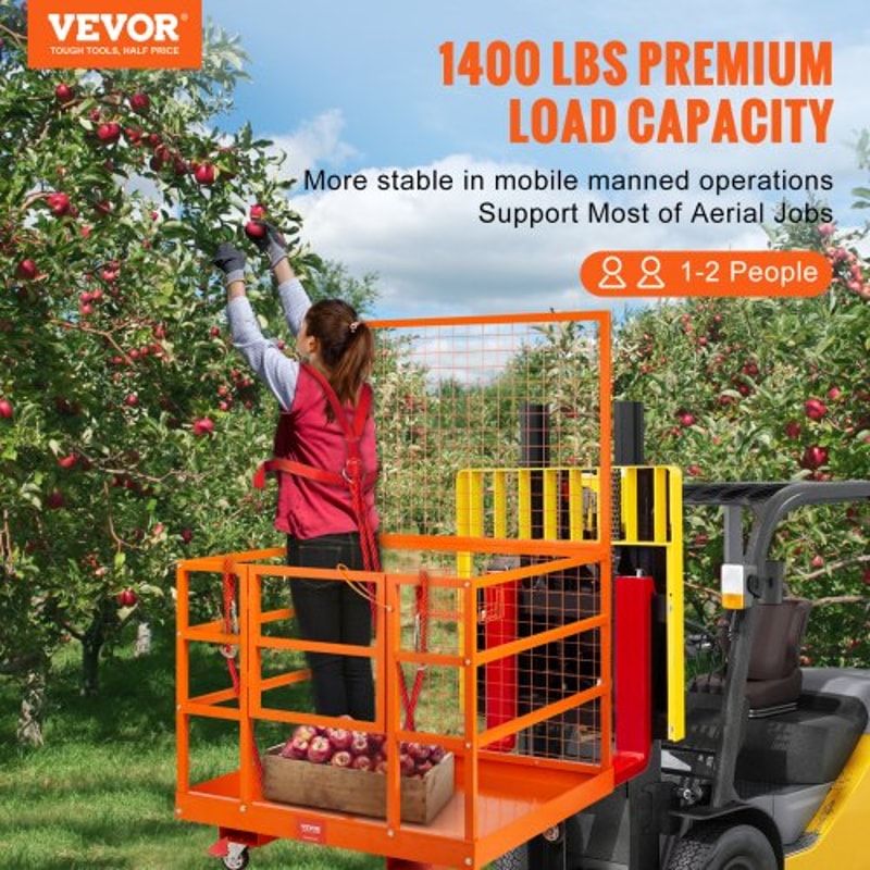 High Load Capacity Forklift Work Platform Forklift Safety Cage With Safety Harness Lock Dual Nonsli 1
