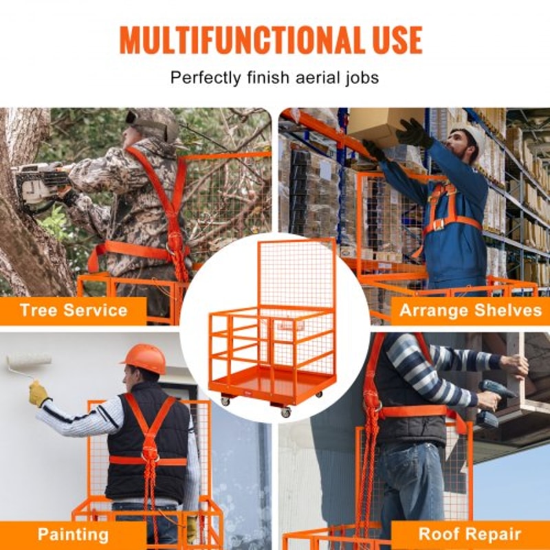 High Load Capacity Forklift Work Platform Forklift Safety Cage With Safety Harness Lock Dual Nonsli 6