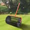 Compost Spreader Height Adjustable Handle Lawn And Garden Peat Moss Roller Black Steel Mesh Basket