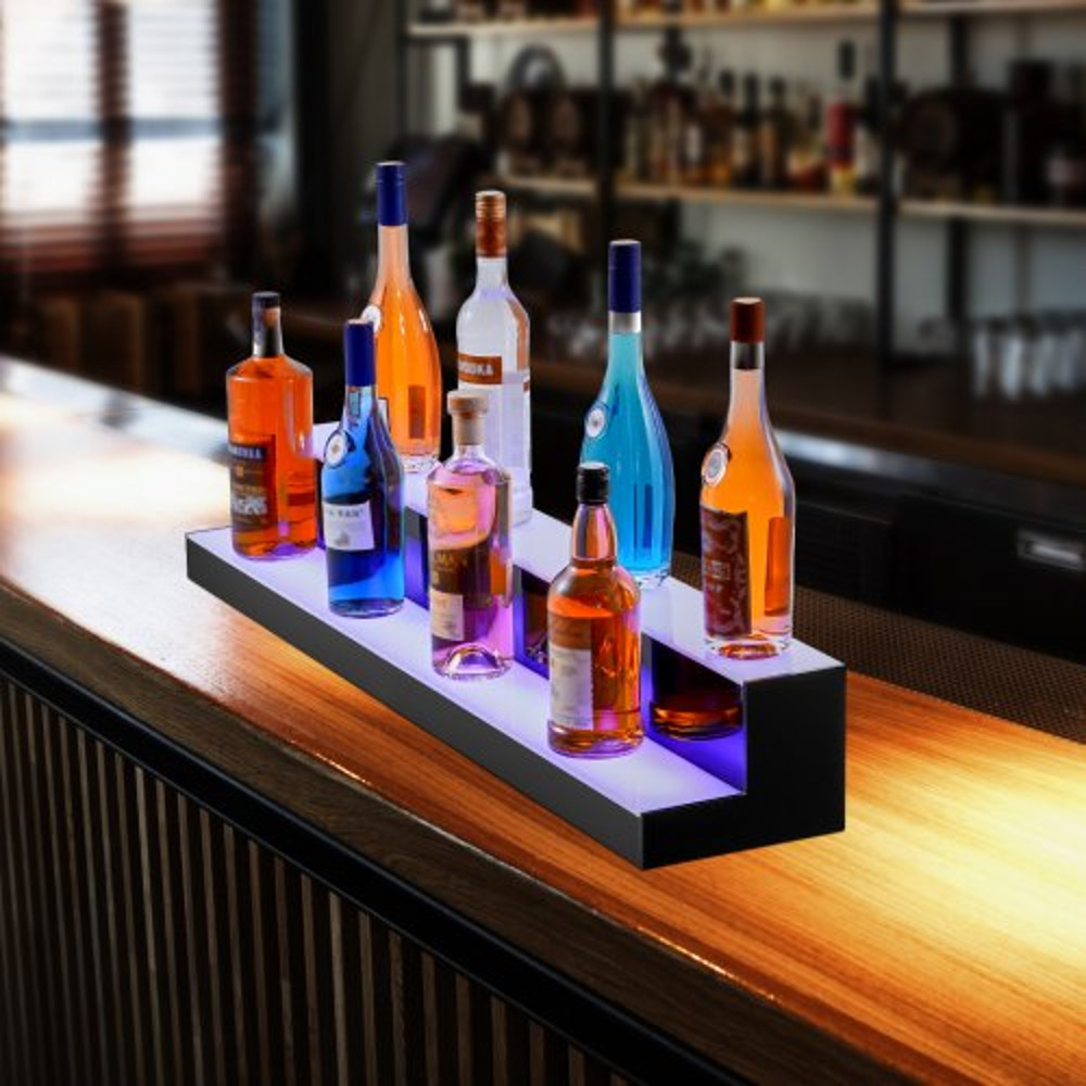 Commercial Illuminated Home Bar Shelf LED Lighted Liquor Bottle Display Acrylic Drink Shelves With 6
