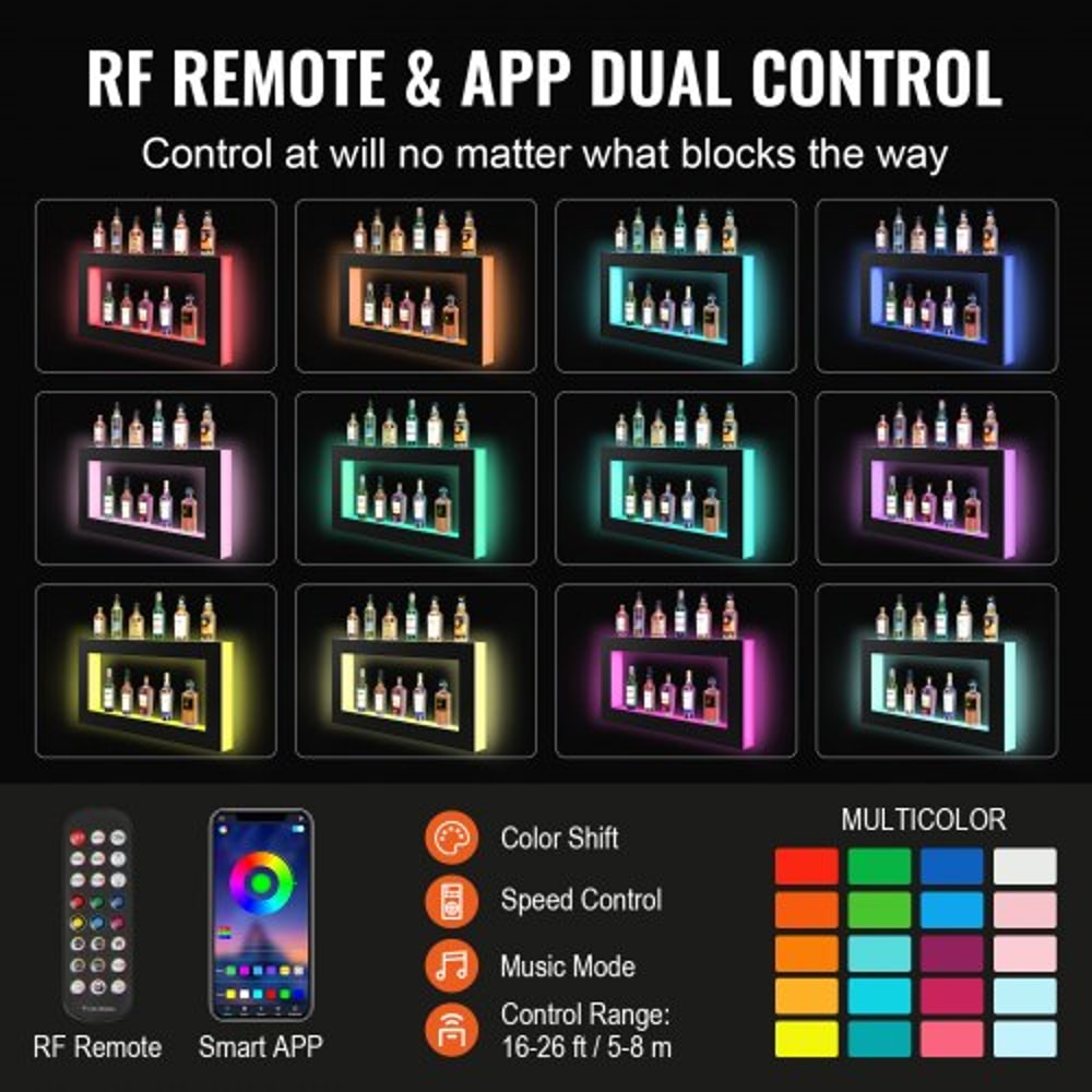 LED Liquor Bottle Display Shelf RGB Bar Shelf With App Remote Control 3
