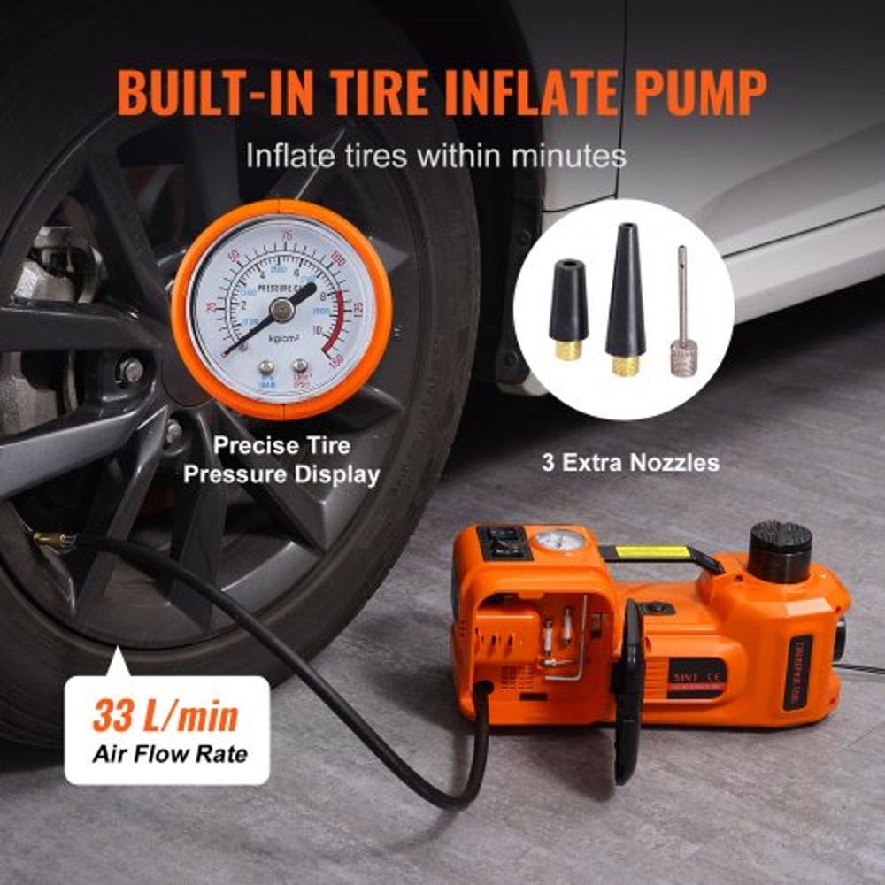 Electric Hydraulic Car Jack With Tire Inflator LED Light For SUVs Sedans Trucks 1