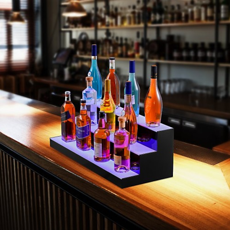 LED Lighted Liquor Bottle Display Shelf With App Control Acrylic Bar Rack 4