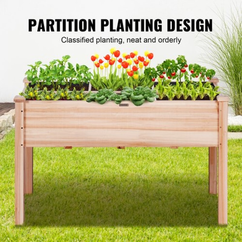 Elevated Wooden Raised Garden Bed Planter Box With Drainage And Storage For Outdoor Vegetable Garde 5