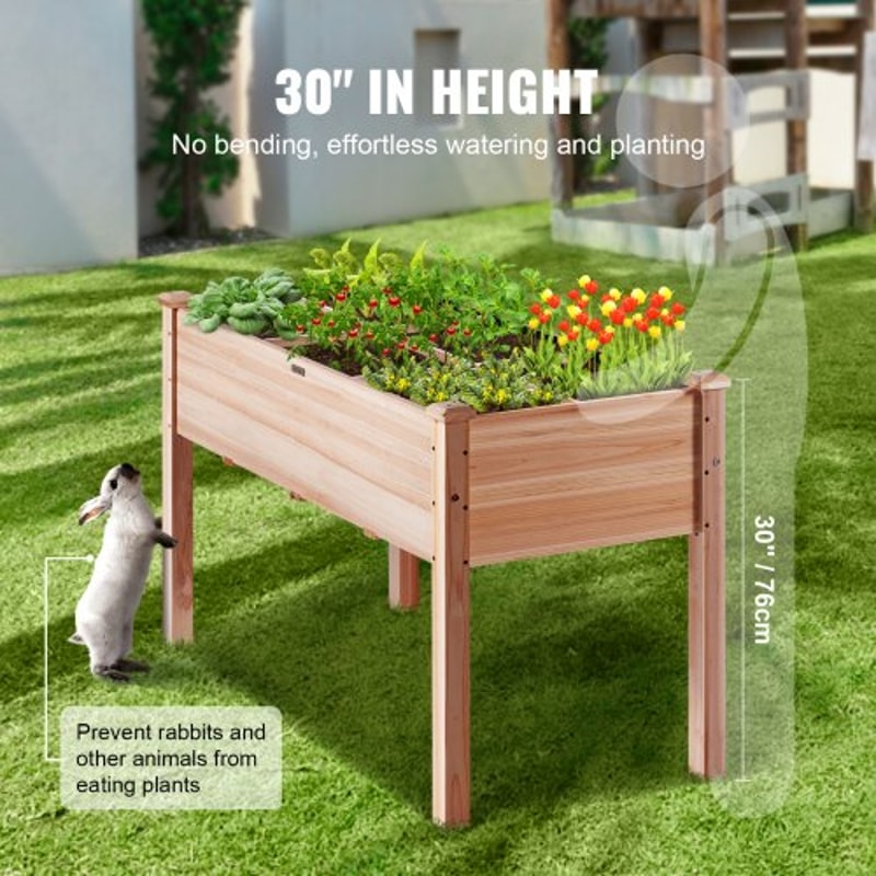 Elevated Wooden Raised Garden Bed Planter Box With Drainage And Storage For Outdoor Vegetable Garde 1