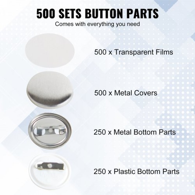 Button Maker Supplies Kit Button Maker Parts DIY Pin Back Buttons Badge Making Refill Set 3