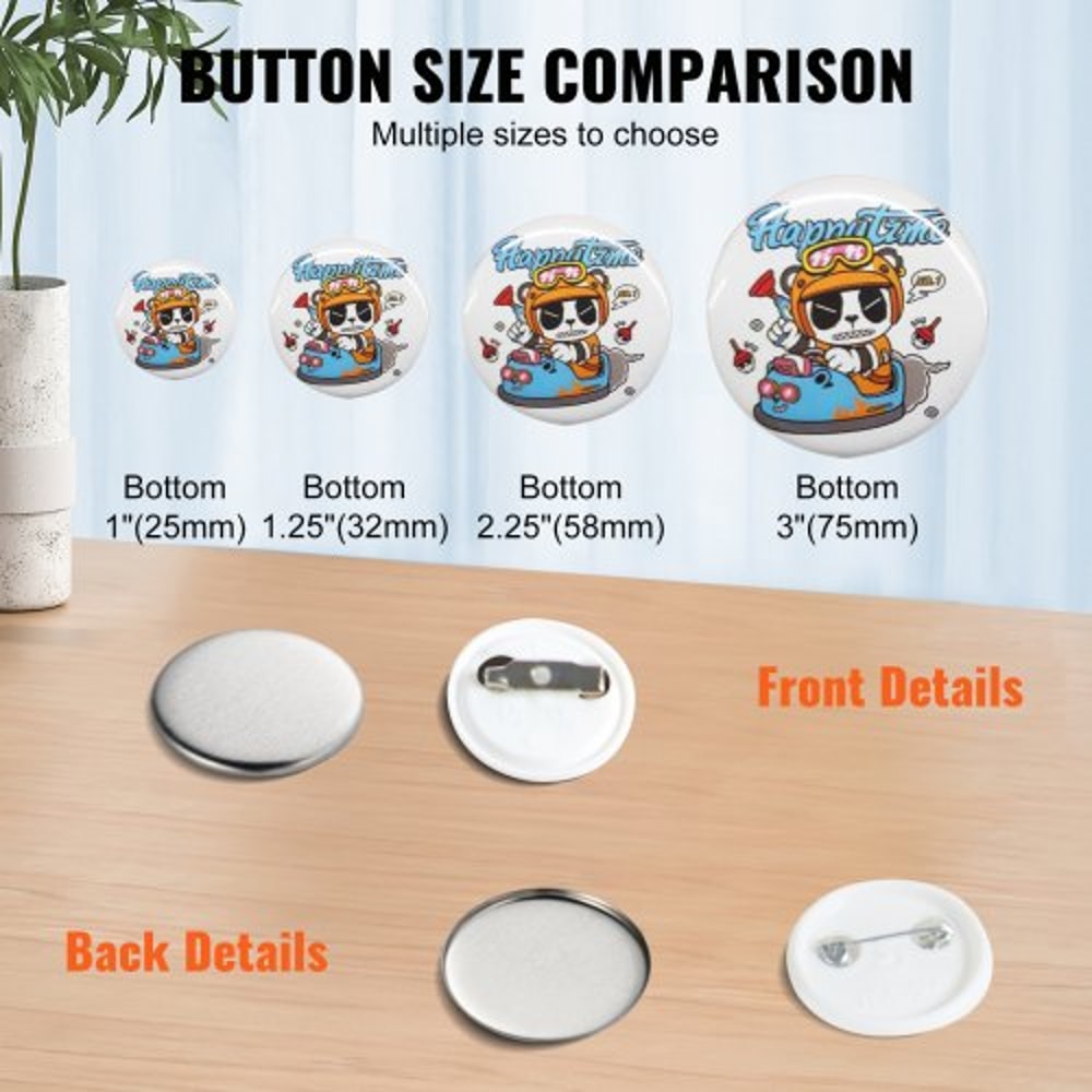 Button Maker Supplies Kit Button Maker Parts DIY Pin Back Buttons Badge Making Refill Set 1