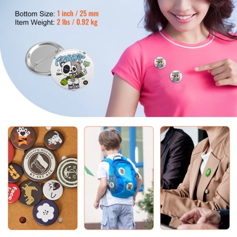 Button Maker Supplies Kit Button Maker Parts DIY Pin Back Buttons Badge Making Refill Set 2