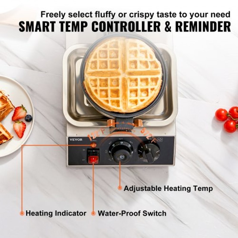 Rotating Commercial Waffle Maker Non Stick Round Waffle Iron 4