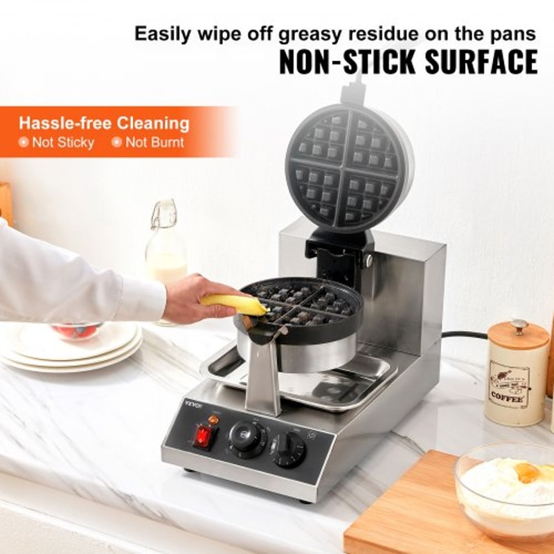 Rotating Commercial Waffle Maker Non Stick Round Waffle Iron 1