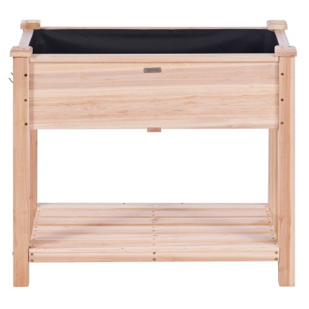 Elevated Wooden Raised Garden Bed Planter Box With Storage Shelf For Outdoor Gardening 8