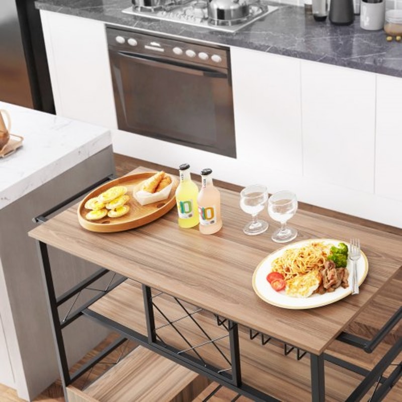 Industrial Bar Cart On Wheels With Wine Rack Glass Holder Rolling Serving Trolley High Lbs Capacit 4