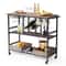 Industrial Bar Cart On Wheels With Wine Rack Glass Holder Rolling Serving Trolley High Lbs Capacit 9
