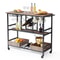 Industrial Bar Cart On Wheels With Wine Rack Glass Holder Rolling Serving Trolley High Lbs Capacit 9