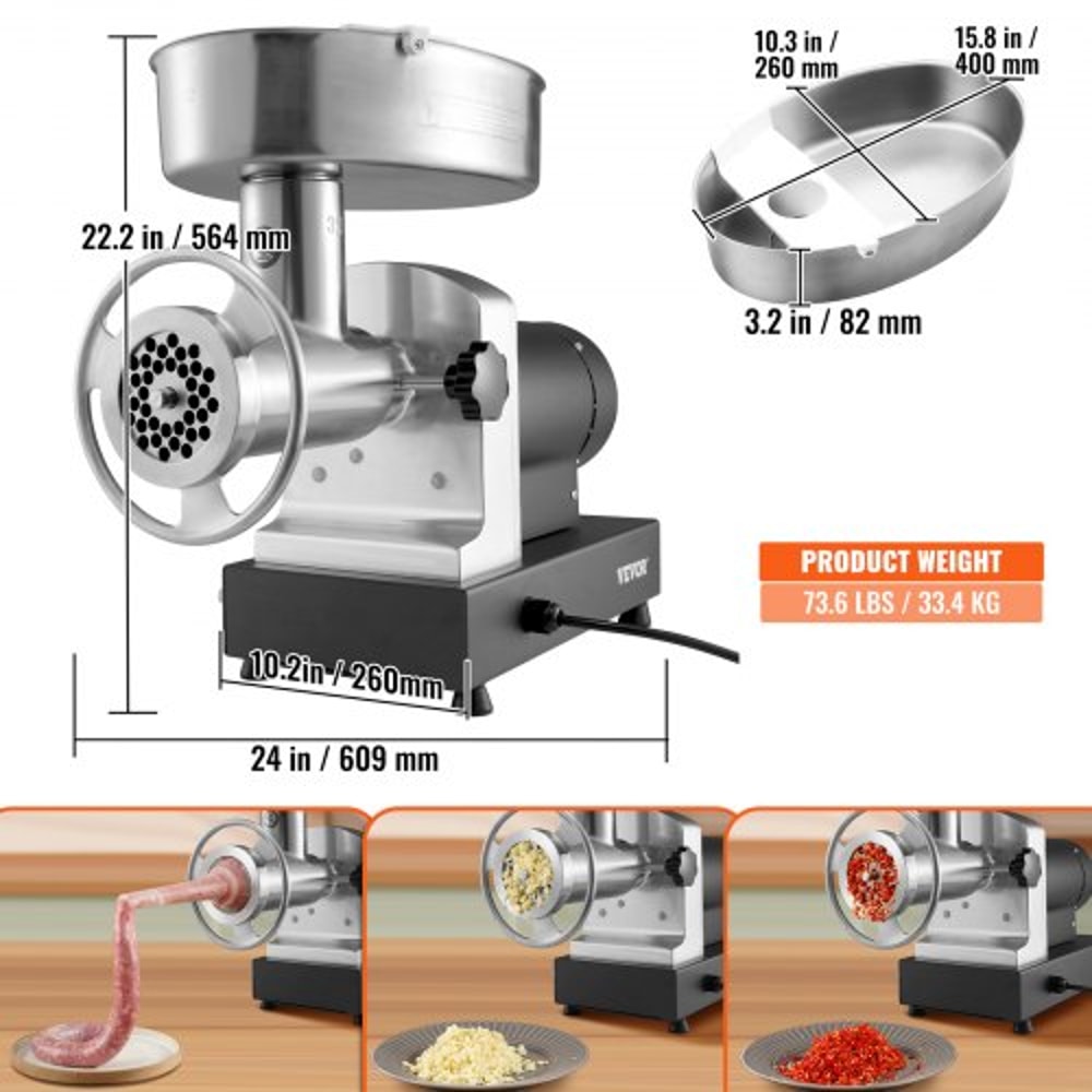 Heavy Duty Electric Meat Grinder Commercial Meat Mincer High Capacity Sausage Maker 6