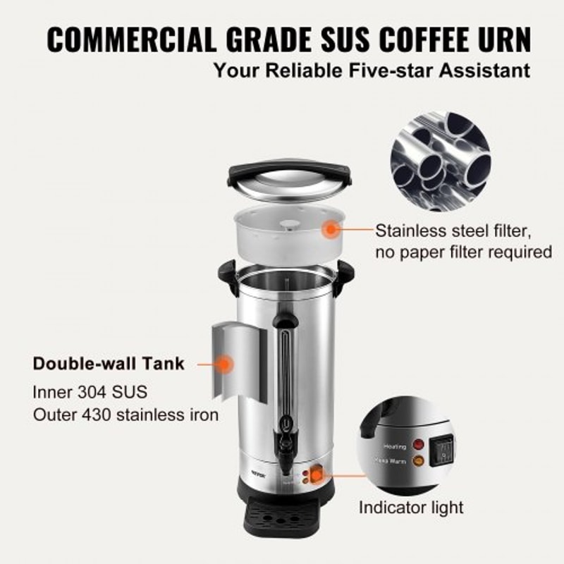 Cup Commercial Coffee Urn Stainless Steel Fast Brew Large Coffee Dispenser 5
