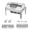 Roll Top Chafing Dish Buffet Set With Glass Lid Stainless Steel Catering Warmer Server 10