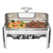 Roll Top Chafing Dish Buffet Set With Glass Lid Stainless Steel Catering Warmer Server 8