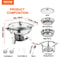 Chafing Dish Buffet Set Stainless Steel Round Food Warmers With Glass Lid 6