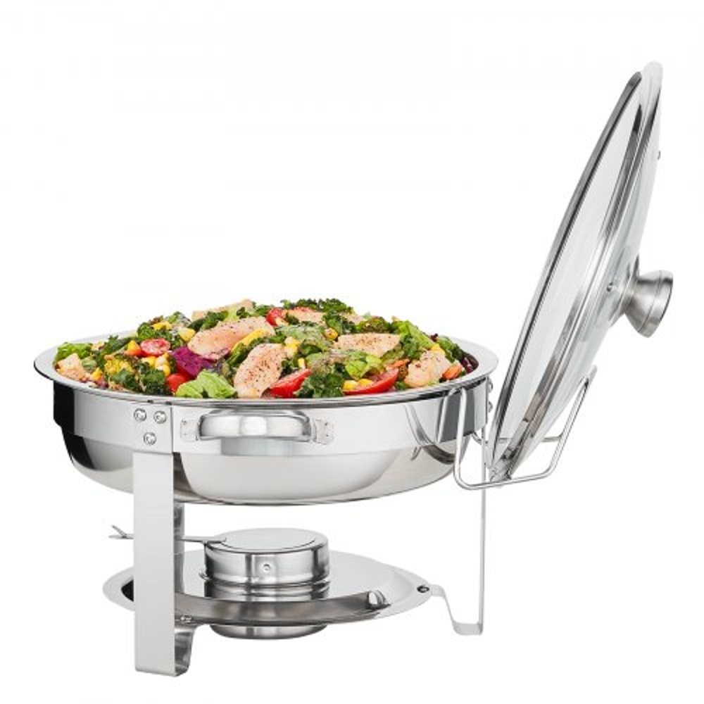 Chafing Dish Buffet Set Stainless Steel Round Food Warmers With Glass Lid 8