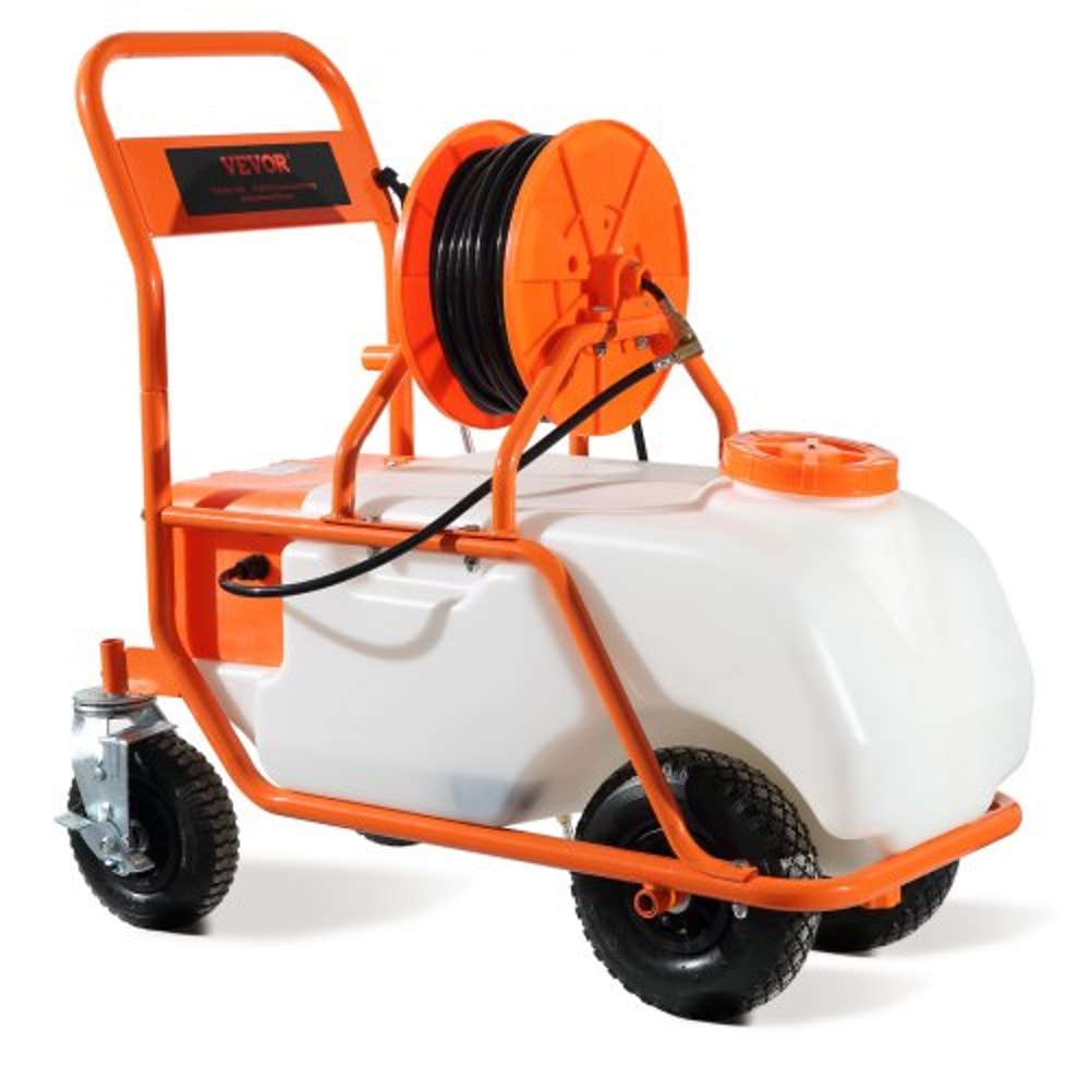 Battery Powered Lawn Sprayer Cart with Wheels, Adjustable Garden Sprayer with Nozzles