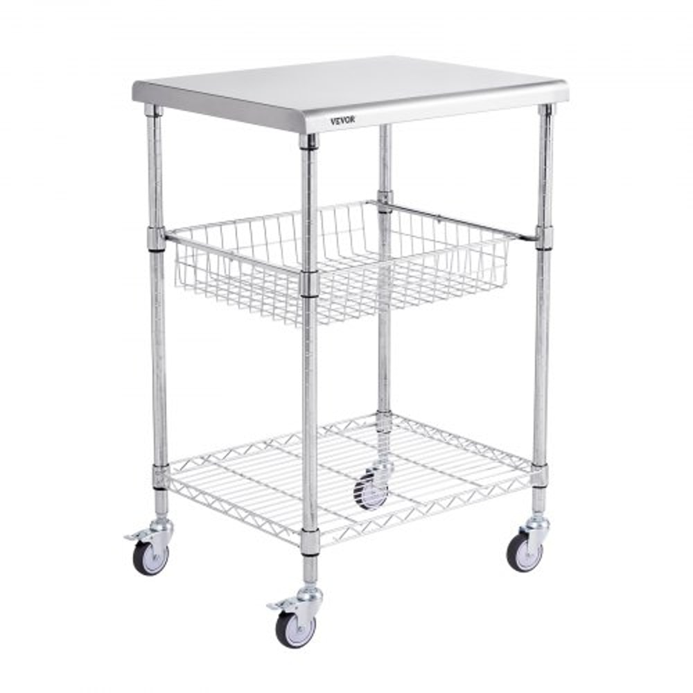 Heavy Duty Rolling Utility Cart With Wheels High Capacity Adjustable Steel Storage Trolley 0