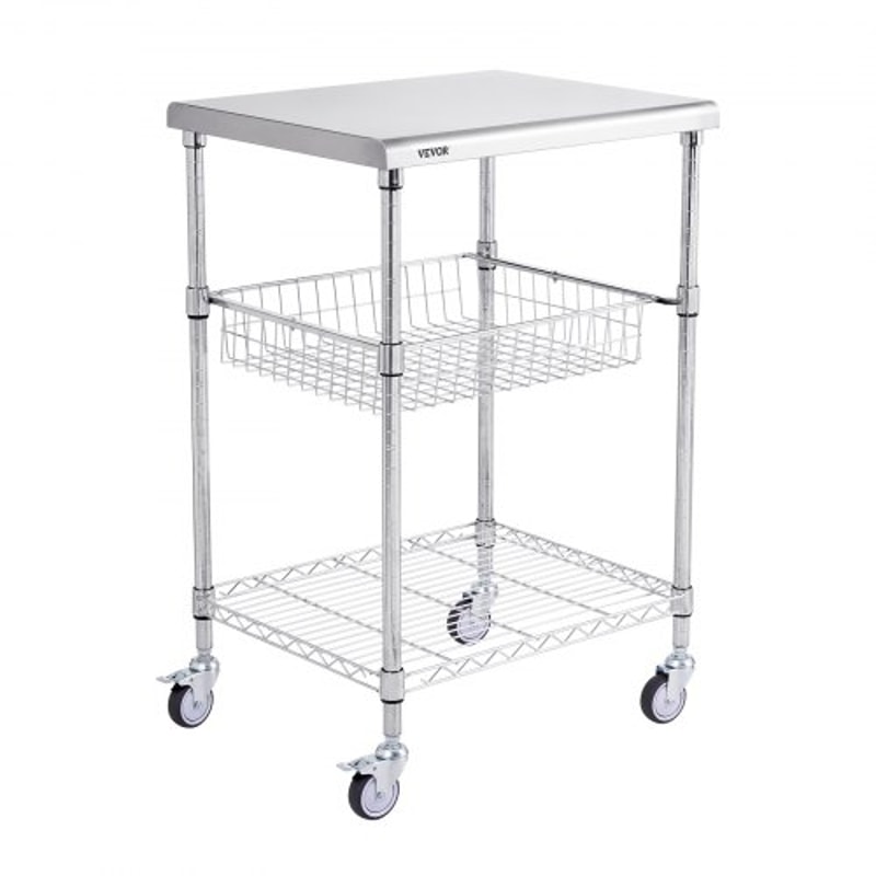 Heavy Duty Rolling Utility Cart With Wheels High Capacity Adjustable Steel Storage Trolley 0