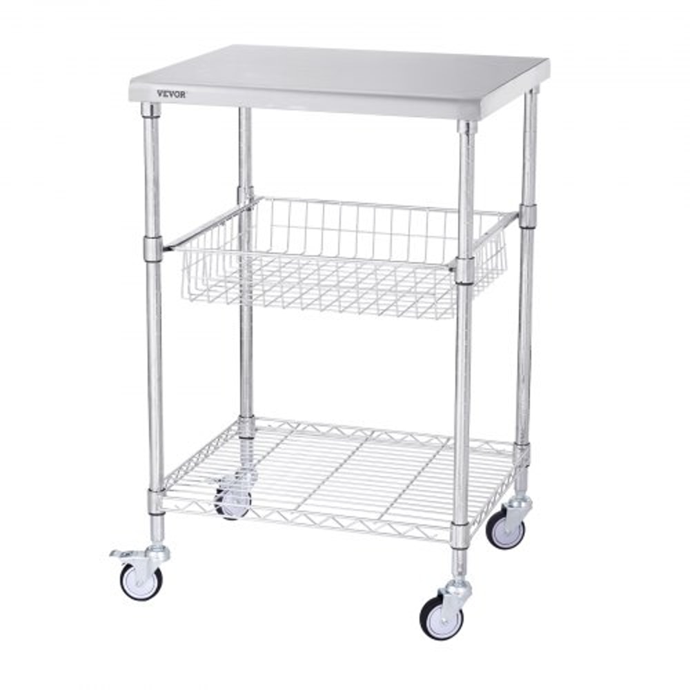 Heavy Duty Rolling Utility Cart With Wheels High Capacity Adjustable Steel Storage Trolley 10