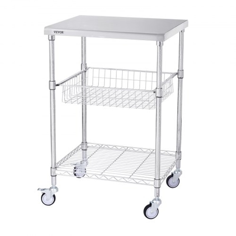 Heavy Duty Rolling Utility Cart With Wheels High Capacity Adjustable Steel Storage Trolley 10