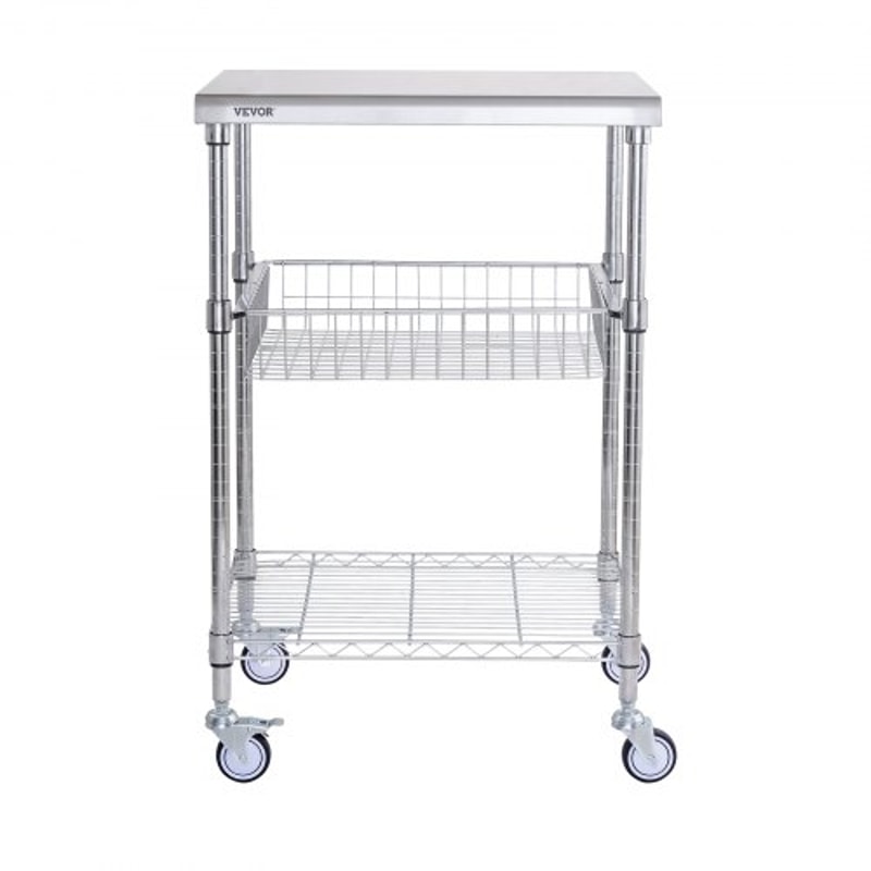 Heavy Duty Rolling Utility Cart With Wheels High Capacity Adjustable Steel Storage Trolley 8