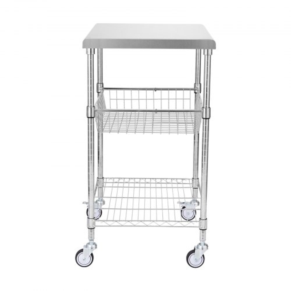 Heavy Duty Rolling Utility Cart With Wheels High Capacity Adjustable Steel Storage Trolley 9