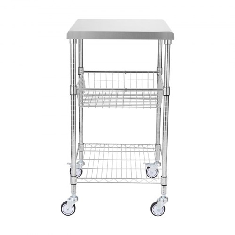 Heavy Duty Rolling Utility Cart With Wheels High Capacity Adjustable Steel Storage Trolley 9