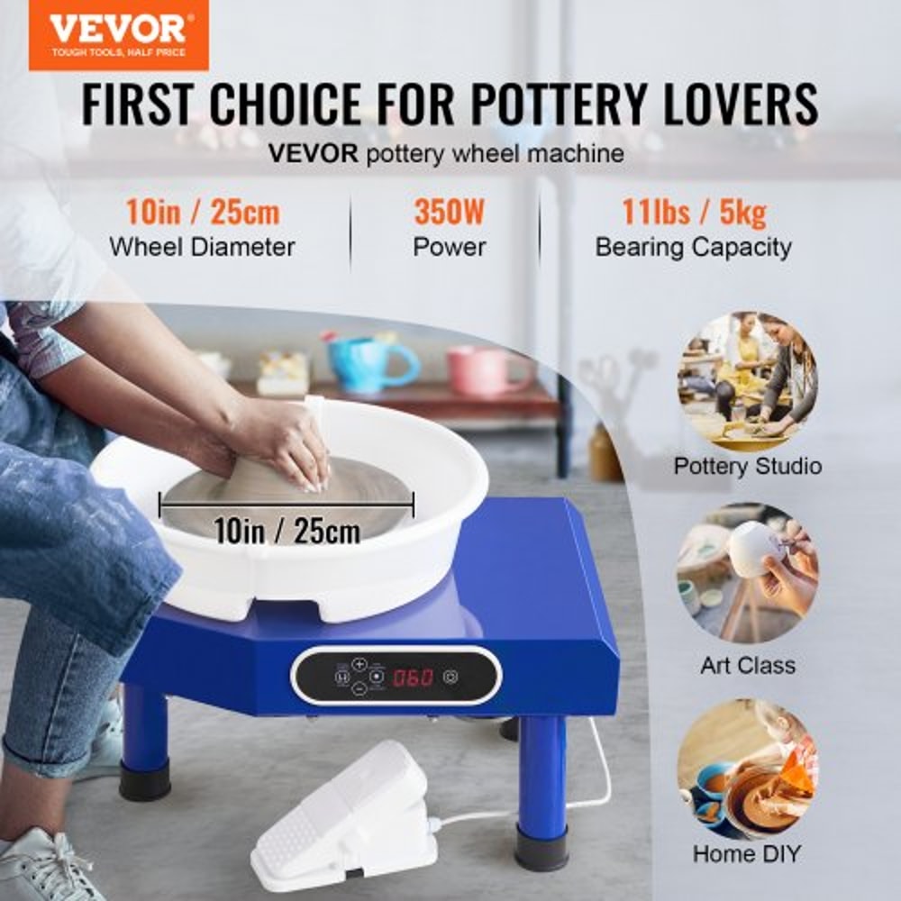 Electric Pottery Wheel Machine With Foot Pedal LCD Control Complete Sculpting Kit 1