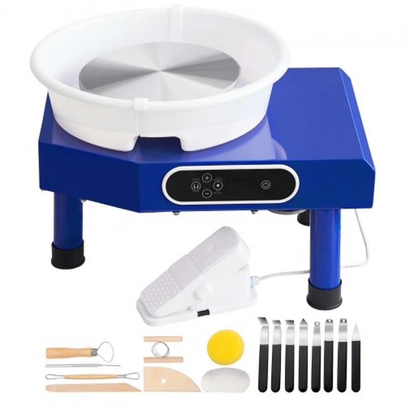 Electric Pottery Wheel Machine With Foot Pedal LCD Control Complete Sculpting Kit 10