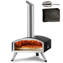 outdoor pizza oven portable wood pellet & charcoal stainless steel pizza maker kit