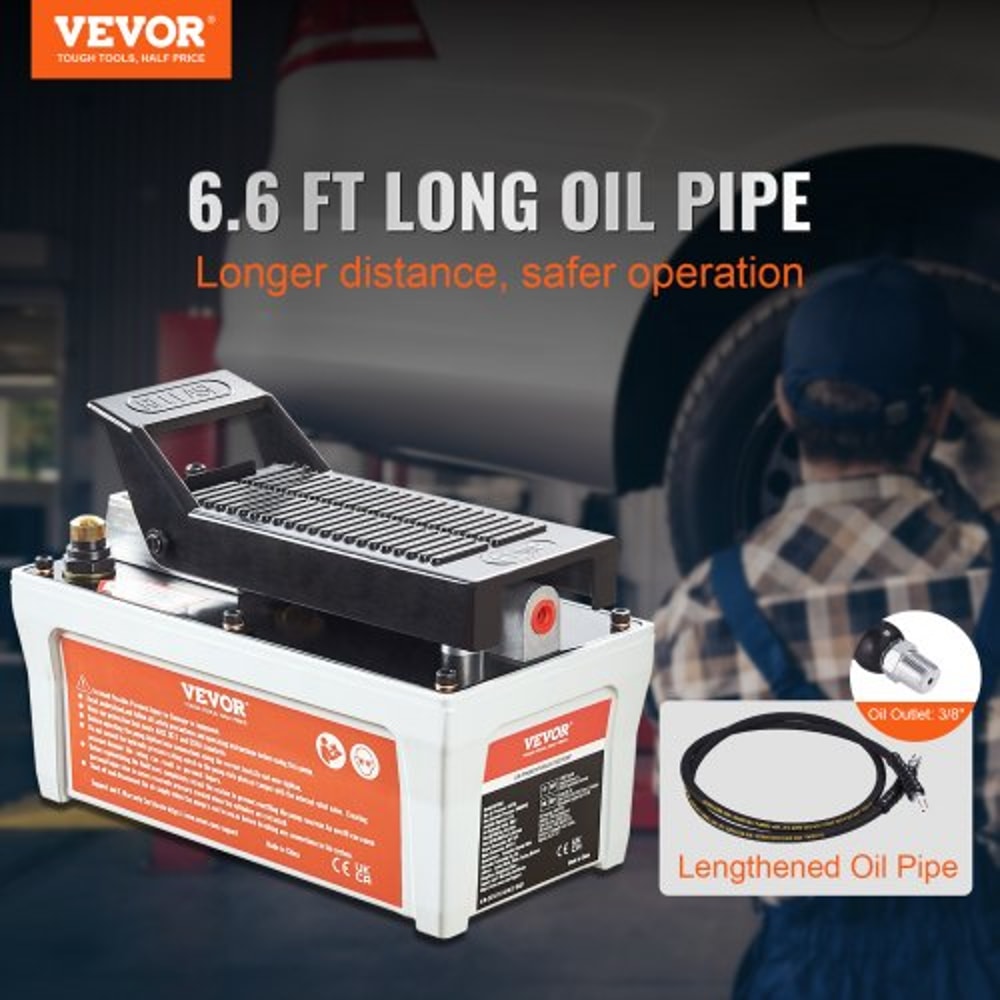 Foot Operated Air Hydraulic Pump With 66 Ft Hose For Auto Body Industrial Use 1