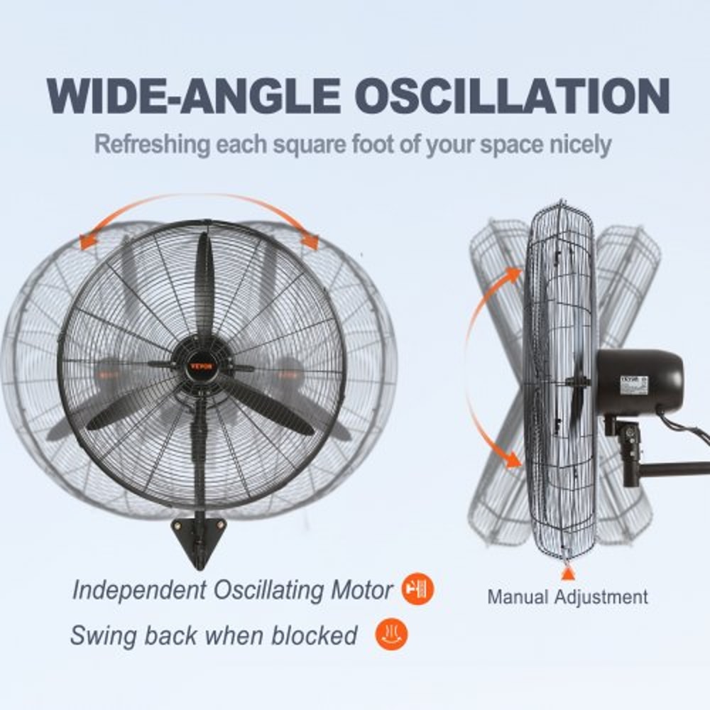 Wall Mount Misting Fan CFM Industrial Oscillating Outdoor Cooling Fan 3