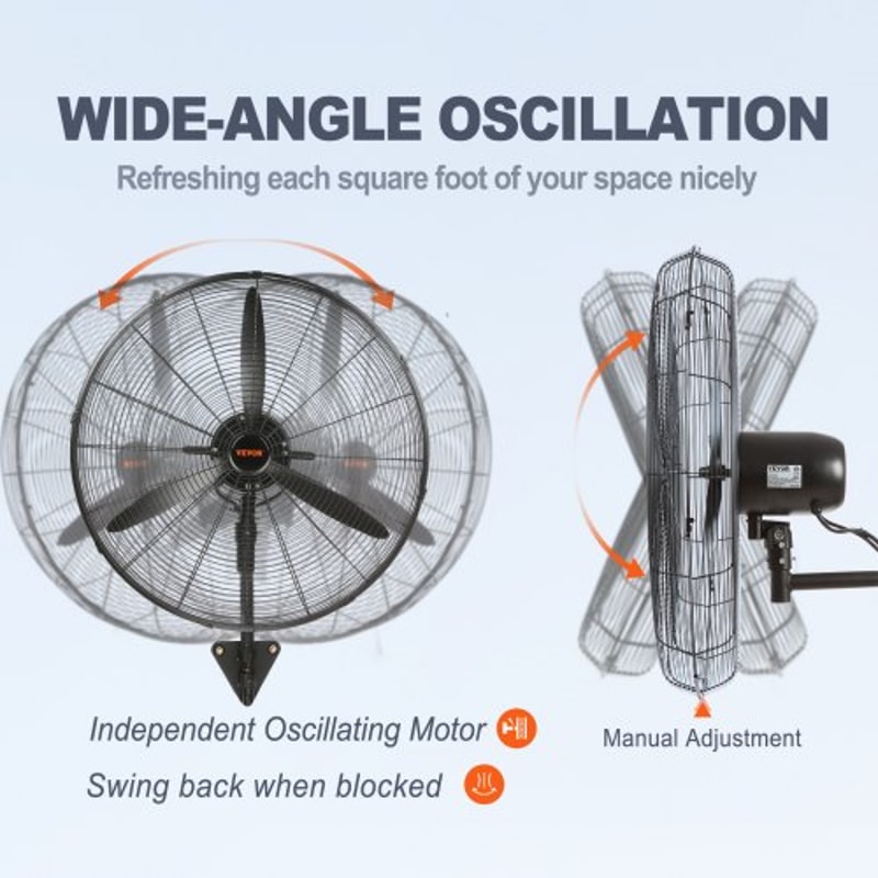Wall Mount Misting Fan CFM Industrial Oscillating Outdoor Cooling Fan 3