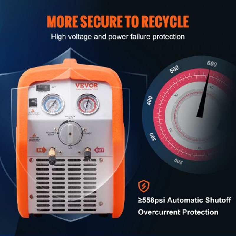 Portable Refrigerant Recovery Machine With High Pressure Protection For HVAC AC Systems 4