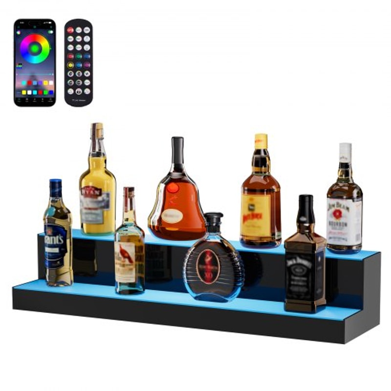 LED Liquor Bottle Display Shelf With App Control RGB Bar Light For Home And Commercial Bars 0